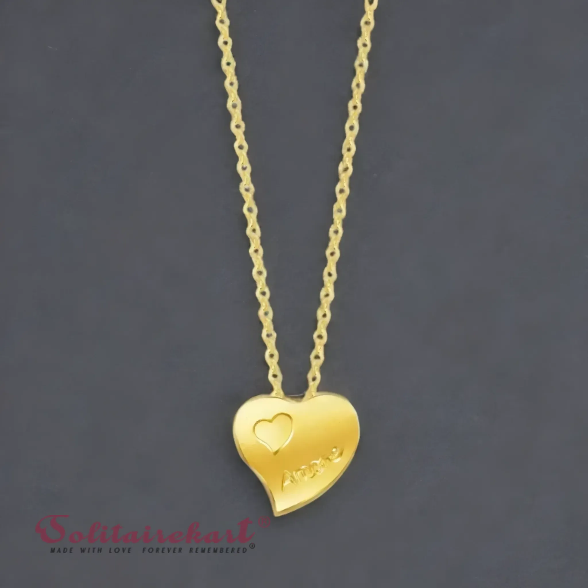 14K Gold Heart Locket Pendant